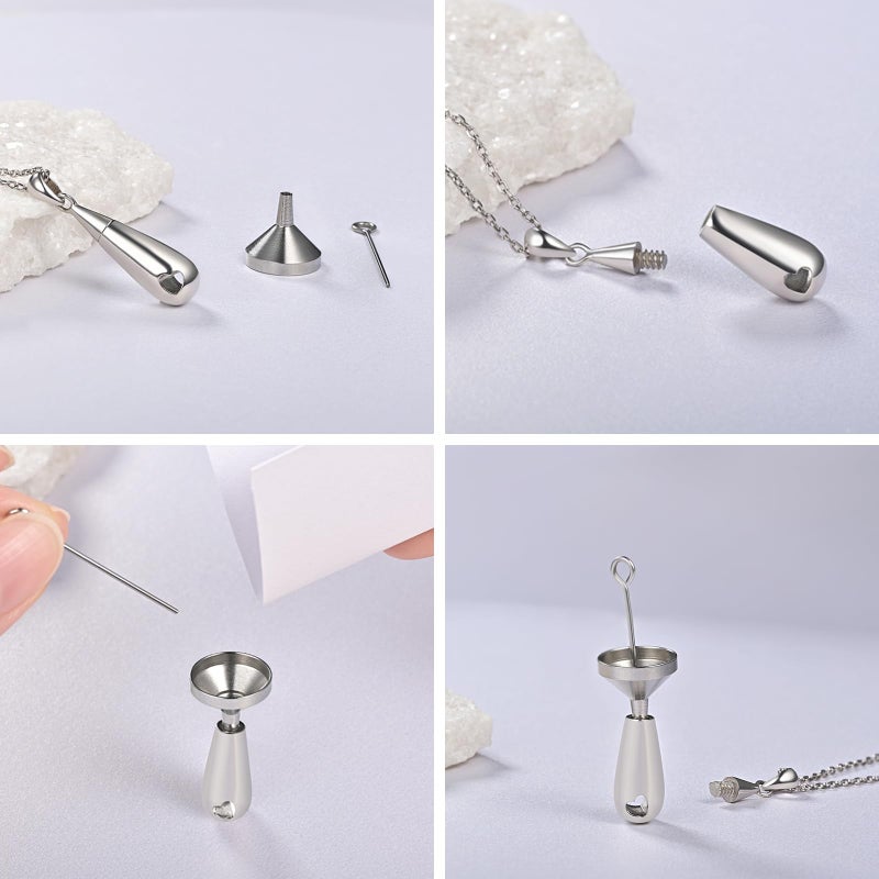 ACJNA 925 Sterling Silver Urn Pendant Necklace Teardrop Cremation Jewelry for Ashes Memorial Keepsake for Women - Image 3